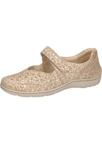 Waldl&auml;ufer Waldl&auml;ufer, Unisex, Riemchenballerina &raquo;HENNI&laquo; Komfortschuh, Halbschuh in Komfortweite H (= sehr weit), beige, 6,5, Ballerina mit praktischem 