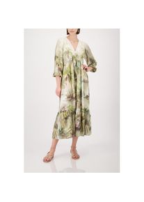 monari, Unisex, Maxikleid &raquo;Kleid Tropical Allover&laquo; Ohne Tasche Regular fit mit tropischem Print, olive gem, 42, N-Gr, Elegantes Kleid von monari