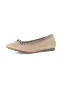 Gabor, Unisex, Ballerina Businessschuh, Flats, Schlupfschuh mit Zierscheife, sand, 36, Ballerina mit komfortablem Elastikeinfass