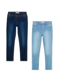 bonprix, Unisex, bonprix Jeansjeggings Packung, 2 Stk. Skinny Fit, mit angedeuteten Taschen, dunkelblau denim, hellblau denim, 158, N-Gr, 