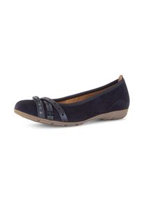 Gabor, Unisex, Ballerina Businessschuh, Schlupfschuh mit Zierelementen in Metallicoptik, dunkelblau kombiniert, 42, Klassicher Ballerina mit 