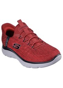 Skechers, Unisex, Slip-On Sneaker &raquo;SUMMITS-KEY PACE&laquo; Slipper, Freizeitschuh, Halbschuh in veganer Verarbeitung, rot, schwarz, 42, Sportiver Halbschuh 