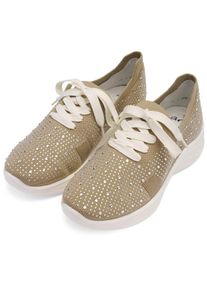 Ara, Unisex, Slip-On Sneaker &raquo;SEATTLE&laquo; Keilabsatz, Slipper, Freizeitschuh mit Strasssteinen, H-Weite, sand, 8 (42), Sneaker mit aufgesetzter Schn&uuml;rung