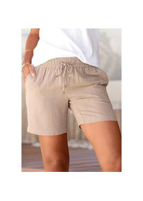 Lascana, Unisex, Lascana Shorts &raquo;aus Baumwoll-Leinen-Qualit&auml;t&laquo; Leinenmix mit Taschen, Leinenhose, kurze Hose, Sommerhose, Schlupfhose, sand, 46, N-Gr,