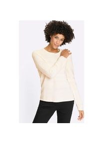 Jelmoli Unisex, Rundhalspullover &raquo;Langarm-Pullover&laquo;, ecru, 44, Ripp-Optik im Vorderteil