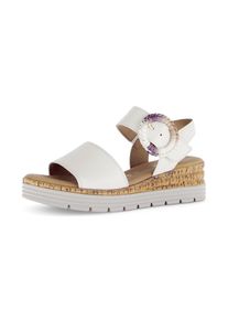 Gabor, Unisex, Keilsandalette &raquo;Genua&laquo; , Plateau, Sommerschuh mit dekorativer Zierschnalle, G-Weite, creme, 40, Sandalette in komfortabler Weite G (=