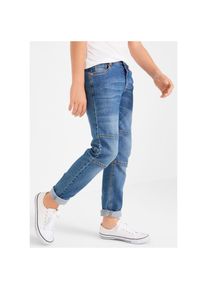 bonprix, Unisex, bonprix Regular-fit-Jeans robuste Verarbeitung an Kniepartie und Beinenden, 5-Pocket-Look, blau denim, 152, N-Gr, Regular-fit-Jeans 
