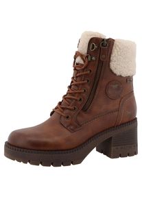 Mustang Shoes, Unisex, Winterstiefelette &raquo;Caro&laquo; Winterboots mit Blockabsatz, braun, 40, Modische Stiefelette mit Zierreissverschluss