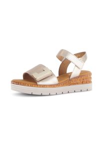 Gabor, Unisex, Keilsandalette &raquo;GENUA&laquo; , Keilabsatz, Sommerschuh, Sandale mit Klettverschl&uuml;ssen, Weite G, goldfarben, 44, Sandalette mit dekorativer 