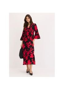 bonprix, Unisex, bonprix Maxikleid &raquo;Maxikleid aus fliessender Viskose&laquo; f&uuml;r modischen Auftritt, aus Viskose, A-Linie, 3/4-&Auml;rmel, schwarz, magentapink 