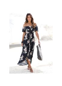 Lascana, Unisex, Lascana Maxikleid &raquo;im angesagten Vokuhila-Schnitt und Carmenausschnitt&laquo; Ohne Taschen elegantes Sommerkleid aus Webware, leichtes Boho
