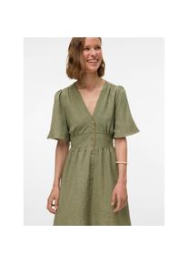 V&eacute;ro Moda Vero Moda, Unisex, Minikleid &raquo;VMMELANEY 2/4 SHORT DRESS WVN NOOS&laquo; Sommerkleid, Kunsfaser, taillierte Form, laurel wreath detail:melange, M, N-Gr, 
