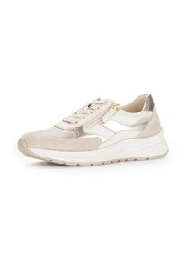 Gabor, Unisex, Keilsneaker &raquo;COMO&laquo; , Freizeitschuh, Halbschuh, Schn&uuml;rschuh in Komfortweite K (=extraweit), beige kombiniert, 38, Schn&uuml;rer mit Bes&auml;tzen 