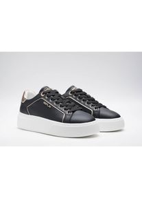 Replay, Unisex, Plateausneaker Freizeitschuh, Schn&uuml;rschuh, Halbschuh mit Label, schwarz, goldfarben, 39, Trendiger Sneaker mit Kontrastbesatz seitlich