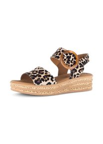 Gabor, Unisex, Keilsandalette , Riemchensandale, Sommerschuh mit modischer Zierschnalle, leo, 41, Sandalette mit praktischem Klettverschluss unter der