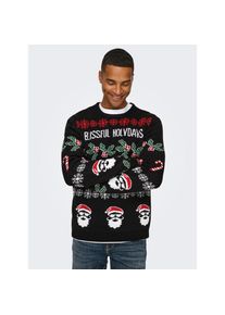 Only & Sons Only & Sons, Unisex, ONLY & SONS Strickpullover &raquo;ONSXMAS REG 5 ALLOVER CREW KNIT&laquo;, schwarz, L, Strickpullover
