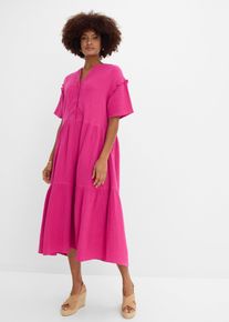 Midikleid aus weichem Musselin in pink, Gr&ouml;sse 52, 100% Baumwolle, bonprix