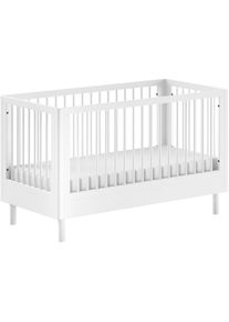 Vipack, Babybett &raquo;Forrest, aus massiver Buche weiss lackiert, zeitloses Design&laquo; 3-fach h&ouml;henverstellbarer Lattenrost, sehr stabil gebaut, wei&szlig; 