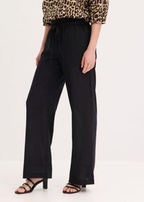 Palazzo-Hose aus luftigem Leinen-Mix in schwarz, Gr&ouml;sse 48, bonprix