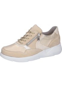 Waldl&auml;ufer Waldl&auml;ufer, Unisex, Sneaker &raquo;K-FUNKY&laquo; Schn&uuml;rschuh, Komfortschuh mit seitlichem Reissverschluss, K-Weite, hellbeige, goldfarben, wei&szlig;, 5 (38), Schn&uuml;rer