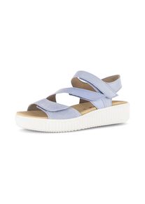 Gabor, Unisex, Riemchensandale Plateau, Bequemschuh, Sandalette, Sommerschuh mit Ziern&auml;hten, hellblau, 43, Sandalette mit drei regulierbaren 