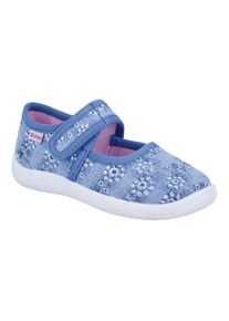 Richter, Unisex, Hausschuh &raquo;Mia&laquo; Klettschuh, Kindergartenschuh, mit Label, Gr&ouml;ssenschablone zum Download, hellblau, 31, Hausschuh mit praktischem 