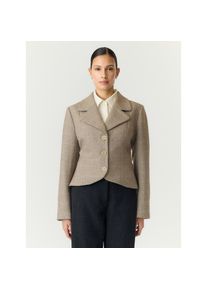 Y.A.S, Unisex, Kurzjacke &raquo;YASTHELA LS WOOL BLEND SHORT JACKET NOOS&laquo; Materialmix mit Wolle, taupe gray checks:thela checks, 42, Kurze Blazerjacke von 