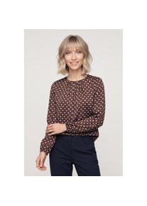 Zero, Unisex, Satinbluse fein gemustert / elastische B&uuml;ndchen, braun, blau, 38, Leichte Bluse von Zero