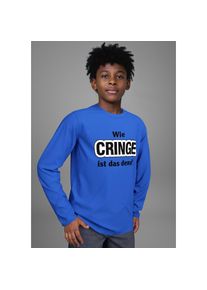 Kidsworld, Unisex, Kidsworld Langarmshirt &raquo;Spruch: Wie CRINGE ist das denn?&laquo; Spr&uuml;cheshirt, immer einen l&auml;ssigen Spruch, royalblau, 152/158, 