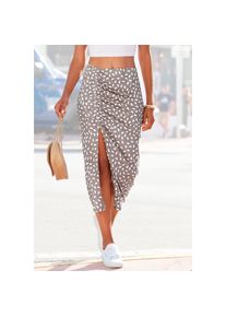 Vivance, Unisex, Jerseyrock &raquo;mit seitlicher Raffung und Schlitz aus Viskose-Stretch&laquo; luftiger Midirock im Alloverprint, leichter Sommerrock in 