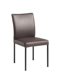 Livetastic Stuhl , Cappuccino , Metall, Leder , Echtleder , B&uuml;ffelleder , eckig , 45.5x86x57.5 cm , Esszimmer, Stuhl, Lederstuhl
