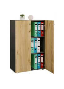 Mid.you Aktenschrank , Anthrazit, Honigeiche , Holzwerkstoff , 2 F&auml;cher , 70x110x39 cm , erweiterbar, Beim&ouml;bel erh&auml;ltlich , B&uuml;rom&ouml;bel, Aktenschr&auml;nke