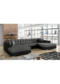 P & B Wohnlandschaft , Schwarz, Dunkelgrau , Kunststoff , 359x165 cm , Made in EU , Liegefunktion , Wohnzimmer, Sofas & Couches, Wohnlandschaften