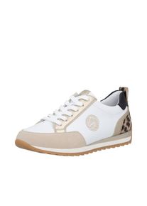 Remonte, Unisex, Sneaker Schn&uuml;rschuh, Halbschuh, Casual-Sneaker mit gepolstertem Schaftrand, wei&szlig;, natur, leo, 37, Sneaker mit trendigem Leo-Besatz an