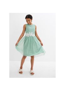 bonprix, Unisex, bonprix Midikleid festlicher Stil, aus Polyester, Regular Fit, pastellgr&uuml;n, 170, N-Gr, Midikleid mit Spitzenbesatz f&uuml;r festliche 