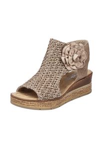 Rieker, Unisex, Schaftsandalette Keilsandale, Sommerschuh, Plateausandalette mit Bl&uuml;te, beige, 42, Sandalette mit praktischem Innenreissverschluss