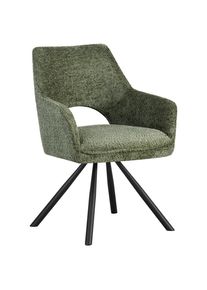 Ambia Home Armlehnstuhl , Gr&uuml;n, Schwarz , Metall, Textil , Drehkreuz , 60x85x63 cm , inklusive Armlehnen, Sitzfl&auml;che 180&deg; drehbar , Esszimmer, Stuhl, Polsterst&uuml;hle