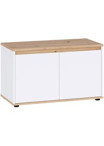 CARRYHOME Garderobenbank , Weiss, Eiche Artisan , Holzwerkstoff , 83.4x50x41.2 cm , Garderobe, Garderobensets & -serien, Garderoben-Serie