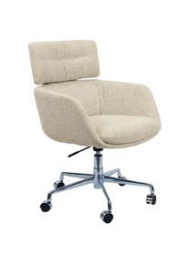 Dieter Knoll Collection Dieter Knoll Drehstuhl , Chromfarben, Beige , Metall, Textil , Drehkreuz, Sternfuss , 62x91x66 cm , Sitzfl&auml;che 360&deg; drehbar, automatische R&uuml;ckholfunktion , B&uuml;rom&ouml;bel, B&uuml;rost&uuml;hle, Drehstuhl
