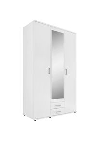 CARRYHOME Kleiderschrank , Weiss , Glas, Holzwerkstoff , 4 F&auml;cher , 2 Schublade(n) Schubladen , 120x196x53.5 cm , Blauer Engel, BQ - B&uuml;ndnis f&uuml;r Qualit&auml;t, Made in Germany , Schlafzimmer, Kleiderschr&auml;nke, Dreht&uuml;renschrank