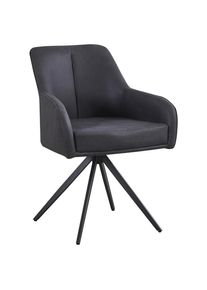 Livetastic Armlehnstuhl , Schwarz , Holz, Metall, Textil , Pappel , Sperrholz , Drehkreuz , 62x83x62 cm , Sitzfl&auml;che 360&deg; drehbar , Esszimmer, Stuhl, Polsterst&uuml;hle