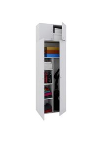 Mid.you Mehrzweckschrank , Weiss , Kunststoff , 3 F&auml;cher , 70x218x39 cm , erweiterbar, stehend, stabil , Waschk&uuml;che, Mehrzweckschrank