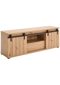 Landscape Lowboard , Schwarz, Eichefarben , Kunststoff , 3 F&auml;cher , 1 Schublade(n) Schubladen , 160x56x40 cm , Bsci , Wohnzimmer, TV M&ouml;bel, Lowboards