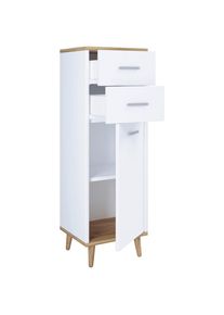 Mid.you Kommode , Weiss, Eichefarben , Holzwerkstoff , 1 F&auml;cher , 2 Schublade(n) Schubladen , 32x97x28 cm , stehend, in verschiedenen Holzdekoren erh&auml;ltlich , Kleinm&ouml;bel, Kommoden, Kommoden