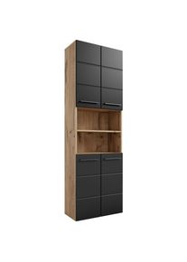 Mid.you Hochschrank , Schwarz, Eichefarben , Kunststoff , 2 F&auml;cher , 60x190x31 cm , stehend , Badezimmer, Badm&ouml;belsets & -serien, Badm&ouml;belserien