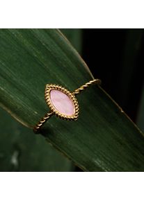 Holzkern Visual Ring Rosa Perlmutt und Gold