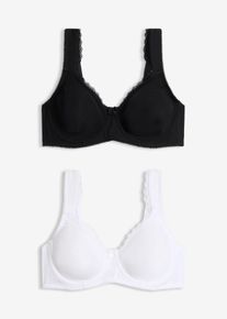 Minimizer T-Shirt-BH mit B&uuml;gel mit Bio-Baumwolle (2er Pack) in schwarz, Gr&ouml;sse 85D, 95% Baumwolle, bonprix