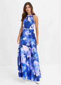 Maxikleid aus gl&auml;nzendem Satin in blau, Gr&ouml;sse 40, bonprix