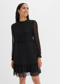 Jerseykleid aus feinem Mesh in schwarz, Gr&ouml;sse 36/38 (S), bonprix