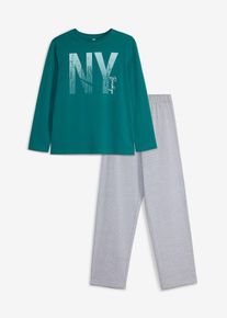 Pyjama mit Baumwolle in grau, Gr&ouml;sse 128/134, bonprix